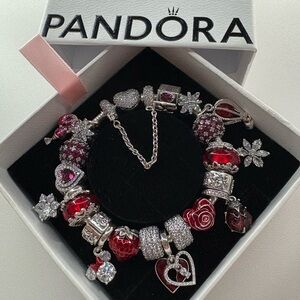 Pandora Red and Silver Charm Bracelet